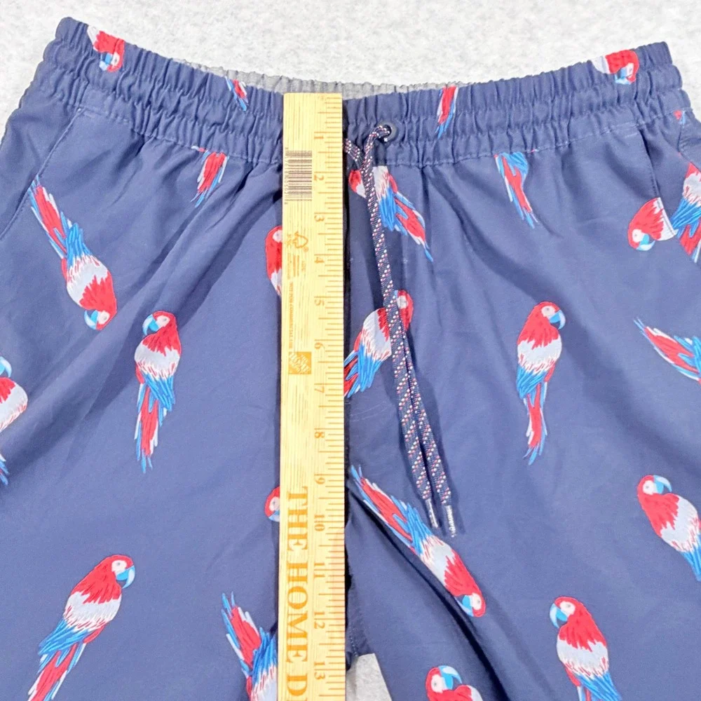 Hurley lined Swim Trunks Men Large Navy Blue Excellent Parrot Print Board Shorts